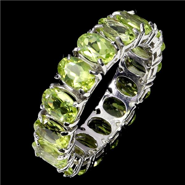 Natural Untreated Peridot Eternity Ring