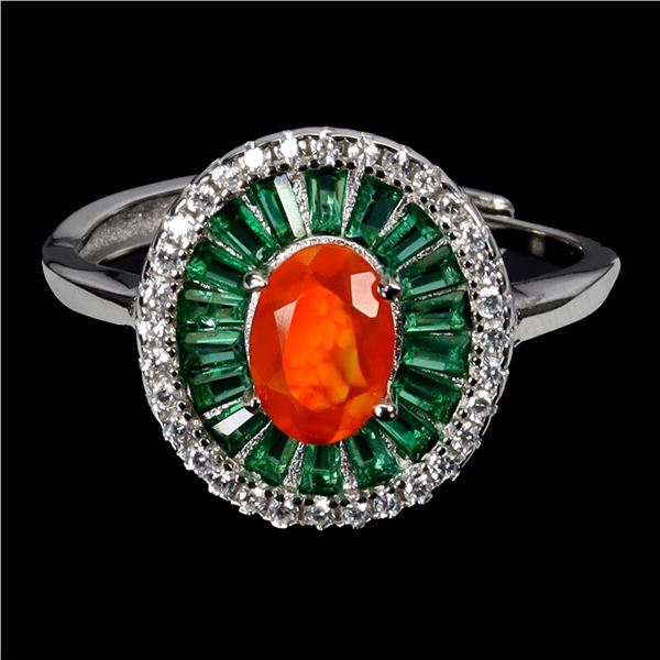 Natural Oval Orange Opal Ring
