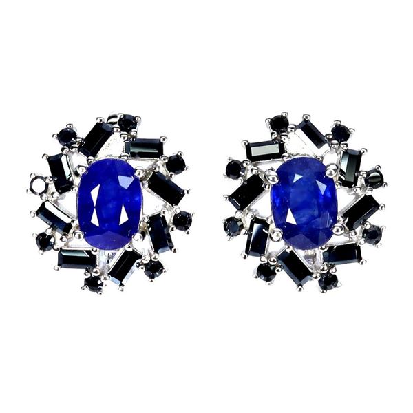 Natural Blue Sapphire & Spinel EarRing