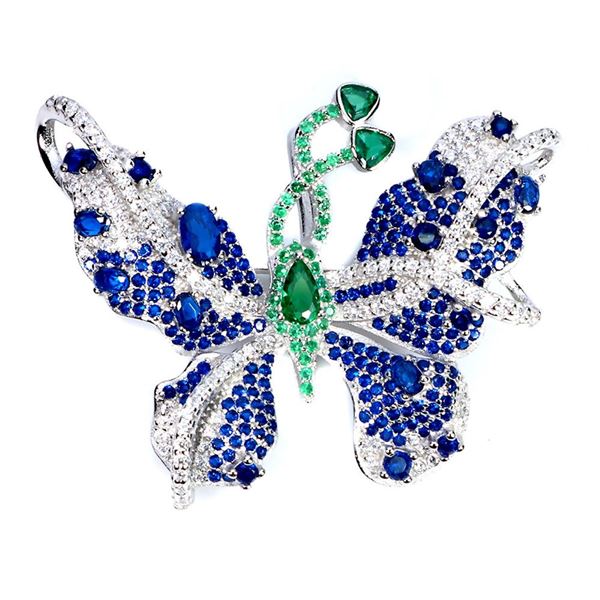 Lab London Topaz & Lab Emerald Brooch