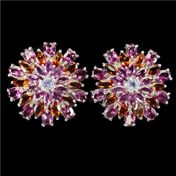 Natural Garnet Citrine Tanzanite EarRing