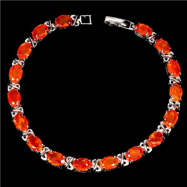 Natural Mexican Oval Orange Opal Bracelet