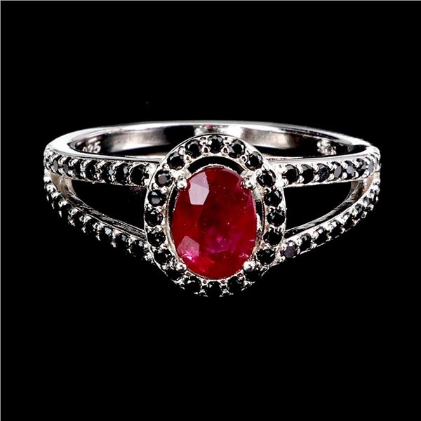 Natural Oval Red Ruby & Spinel Ring