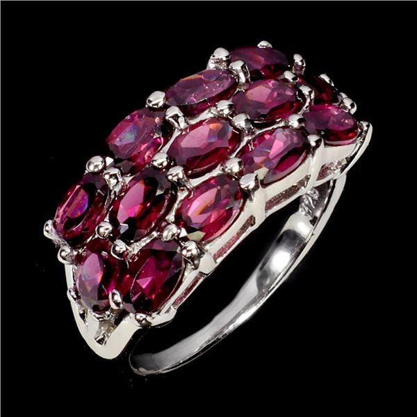 Natural Oval Rhodolite Garnet Ring