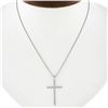 Image 1 : Solid White Gold 0.30 ctw Round Diamond Cross Pendant & 18" Box Link Chain