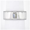 Image 2 : NEW 14k Gold GIA 0.53 ctw Emerald Cut Diamond Solitaire Milgrain Wide Band Ring