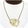 Image 1 : Tiffany & Co. 14K Gold Interlocking Fluted Heart Slide Pendant Dual Snake Chain