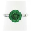 Image 1 : Vintage Platinum 3.04 ctw GIA Round Brilliant Green Emerald Baguette Diamond Rin