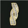 Image 2 : 14K Yellow Gold 0.80 ctw Baguette Cut Diamond Channel Set Braided Slide Pendant