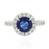 Image 4 : NEW Platinum 2.21 ctw GIA Ceylon Round Blue Sapphire Brilliant Diamond Halo Ring