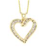 Image 3 : Classic 14K Gold 1 ctw Round Brilliant Diamond Channel Open Heart Pendant & Chai