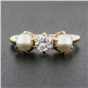 Image 2 : Antique 14k Yellow Gold 0.37 ctw Old European Diamond w/ 4.5mm Pearl Accents Rin