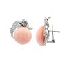 Image 2 : 61.8 ctw Pink Coral & Diamond Earrings - 14KT White Gold & Platinum