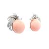 Image 3 : 61.8 ctw Pink Coral & Diamond Earrings - 14KT White Gold & Platinum