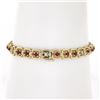 Image 2 : 14k Gold 2.14 ctw Alternating Round Ruby & Diamond Open Square Chain Link Bracel