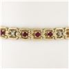 Image 3 : 14k Gold 2.14 ctw Alternating Round Ruby & Diamond Open Square Chain Link Bracel