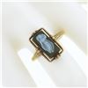 Image 3 : Antique 10k Gold Bezel Rectangular Carved Hard Stone w/ Open Frame Cameo Ring