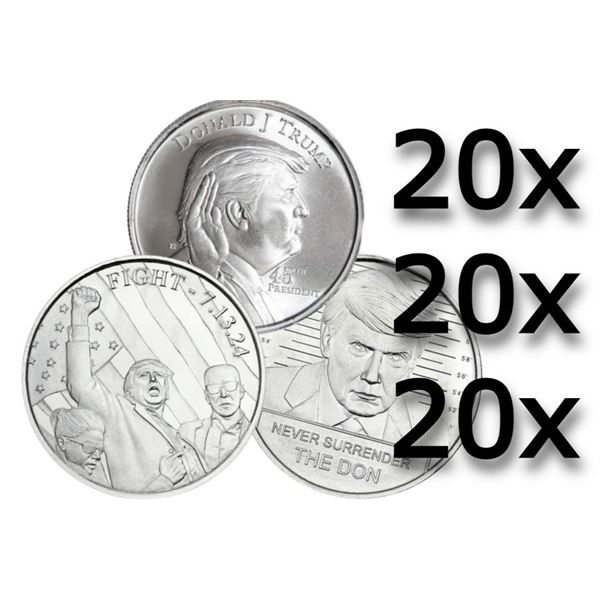Donald Trump 1oz .999 Fine Silver Coin Assorted SET (60 TOTAL)