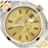 Image 1 : Rolex Mens 2T 18K Yellow Gold Diamond And Sapphire Bezel Datejust With Rolex Box