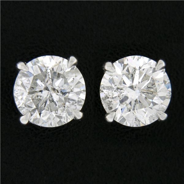 NEW Classic Platinum 1.86 ctw Round Brilliant Cut Diamond Prong Set Stud Earring