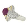 Image 7 : 18K Yellow Gold & Platinum GIA Oval Cabochon Ruby w/ Diamond Halo Cocktail Ring