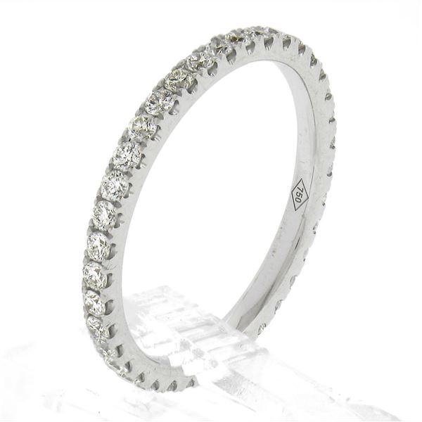 Solid 18k White Gold .59 ctw Round Brilliant Prong Set Diamond Eternity Band Rin