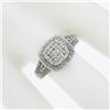 Image 5 : Solid 10k White Gold 0.50 ctw Pave Set Round Cut Diamond Milgrain Detailed Ring