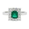 Image 4 : NEW Platinum 1.51 ctw GIA Colombian Green Emerald w/ Diamond Halo Cocktail Ring