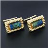 Image 1 : David Webb 18k Yellow Gold & Azurmalachite Lassoed Cylinder Hammered Cuff Links