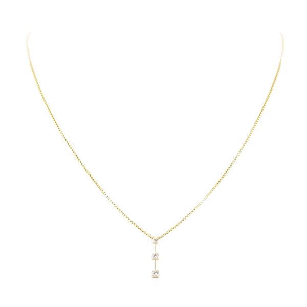 0.25 ctw Past, Present, Future Diamond Three Stone Pendant with Chain - 14KT Yel