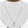 Image 1 : New 14k Gold 2.44 ctw Pear Aquamarine & Sapphire Pendant & Adjustable Cable Chai