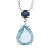 Image 2 : New 14k Gold 2.44 ctw Pear Aquamarine & Sapphire Pendant & Adjustable Cable Chai