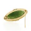 Image 4 : Vintage 14k Gold Large Oval Cabochon Jade Pearl Twisted Wire Halo Brooch Pendant