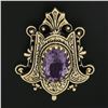 Image 5 : Vintage Victorian Revival Yellow Gold Oval Amethyst Pin Brooch Pendant