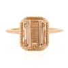 Image 4 : NEW 14k Rose Gold 3.13 ctw Emerald Cut Morganite Solitaire Twisted Wire Work Rin