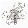 Image 3 : Vintage Handmade Platinum 4.75 ctw Ruby & Diamond Large Butterfly Bug Brooch Pin
