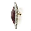 Image 5 : Vintage Platinum Floral Carved Ruby 2.88 ctw Old European Diamond Halo Pin Brooc