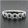 Image 2 : 14k White Gold 0.45 ctw Round Brilliant Sapphire & Diamond Wedding Band Ring