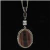 Image 3 : Vintage Silver Oval Tiger's Eye w/ Orange & Pink Stones Accents Pendant Necklace