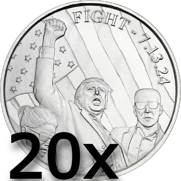 Donald Trump Fight Fine Silver Coin BUNDLE (20 TOTAL)