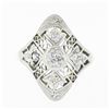 Image 4 : Antique Edwardian 18k Gold Platinum 0.20 ctw Diamond Filigree Petite Dinner Ring