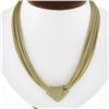 Image 1 : Italian 14k Gold 17" Multi Strand Wheat Mesh Link Chain Necklace Knot Center