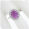 Image 7 : Platinum 5.64 ctw GIA Oval Pink Sapphire & Diamond Halo Engagement Cocktail Ring