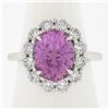 Image 9 : Platinum 5.64 ctw GIA Oval Pink Sapphire & Diamond Halo Engagement Cocktail Ring