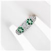 Image 3 : Fancy 18K White Gold 0.68 ctw Emerald Diamond Dome Bombe Flower Cluster Band Rin