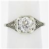 Image 2 : Antique Art Deco 18k Gold GIA 1.84 ctw European Diamond Filigree Engagement Ring