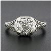 Image 3 : Antique Art Deco 18k Gold GIA 1.84 ctw European Diamond Filigree Engagement Ring