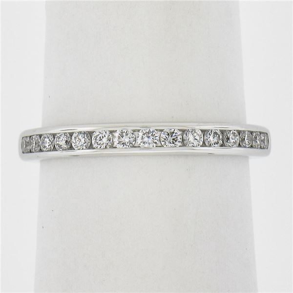 Tiffany & Co. Plat 0.30 ctw Channel Diamond 2.6mm Petite Stack Wedding Band Ring