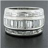 Image 8 : Platinum 3 Row 4 ctw Channel Set Straight Baguette Diamond 13.2mm Wide Band Ring