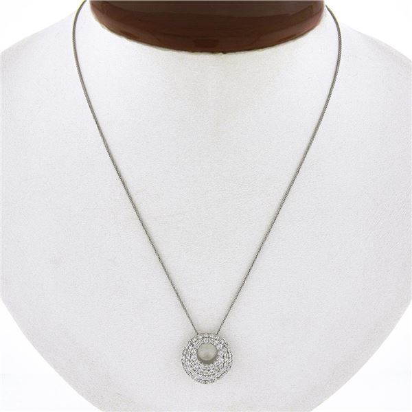 Hearts On Fire 18K Gold 1.05 ctw Pave Diamond Cluster Open Circle Pendant Neckla